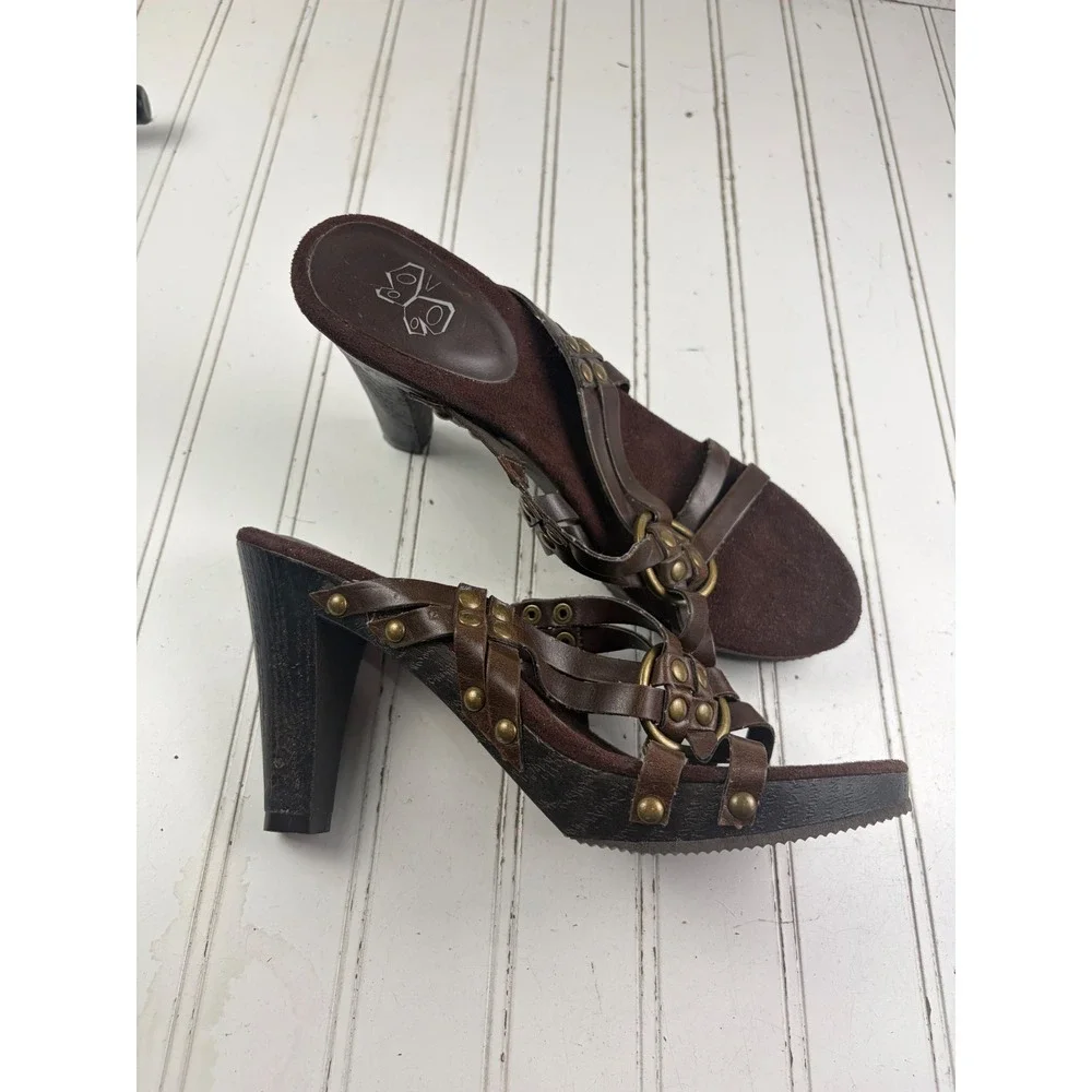 Bongo Vintage Y2K Norman Brown Strappy Boho Studded Platforms Women's Size 9M